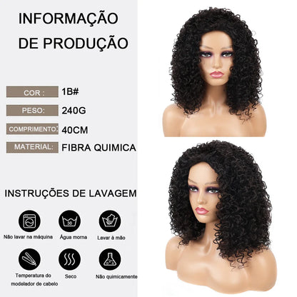 Peruca Cabelo Fibra Orgânica Premium Feminina Ondulado