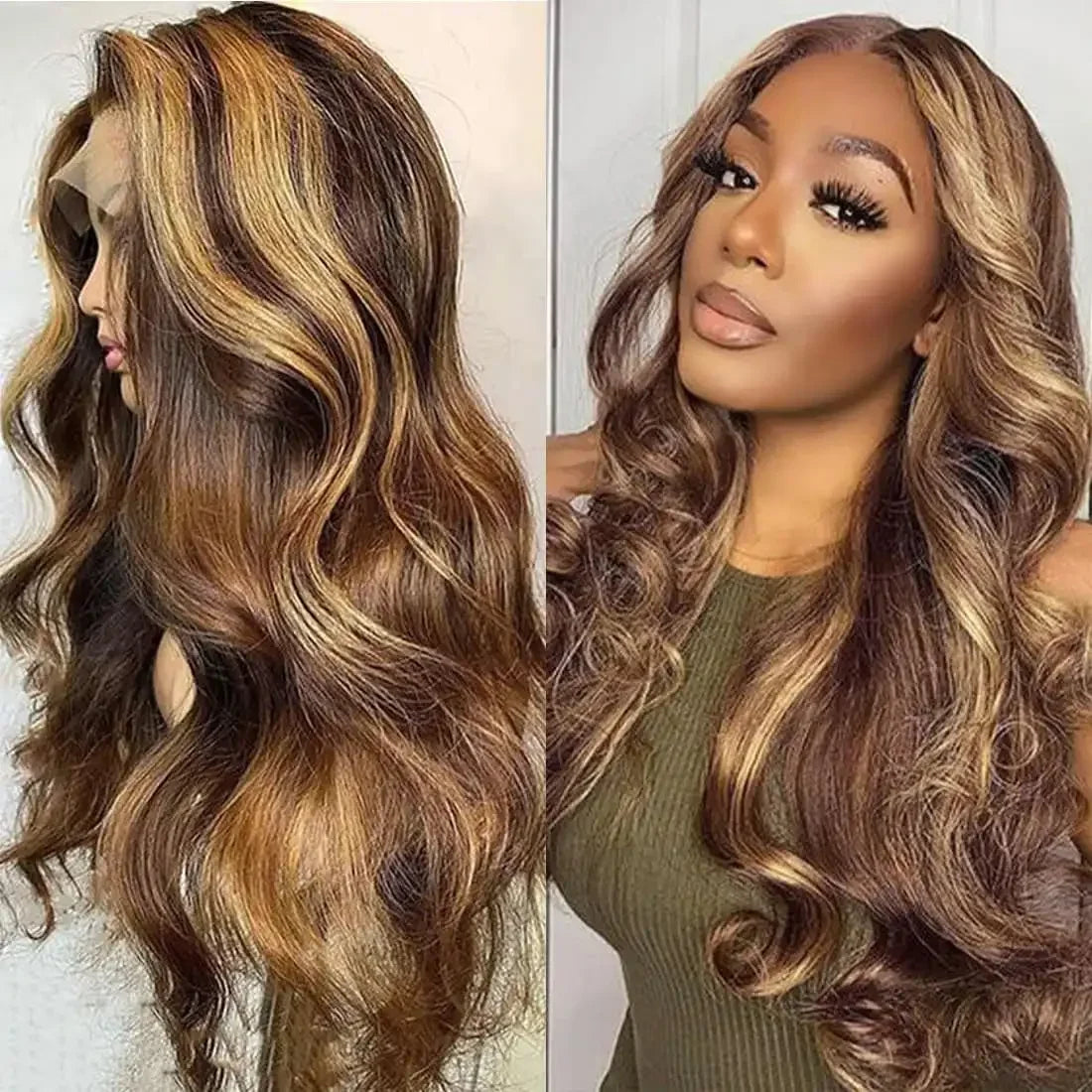 Peruca HD Transparente Loça Mel Body Wave