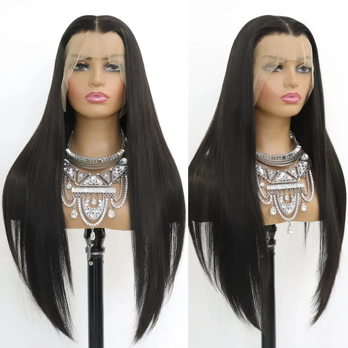 Peruca Sintética HD Preta Lace Front