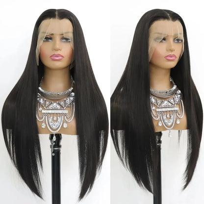 Peruca Sintética HD Preta Lace Front